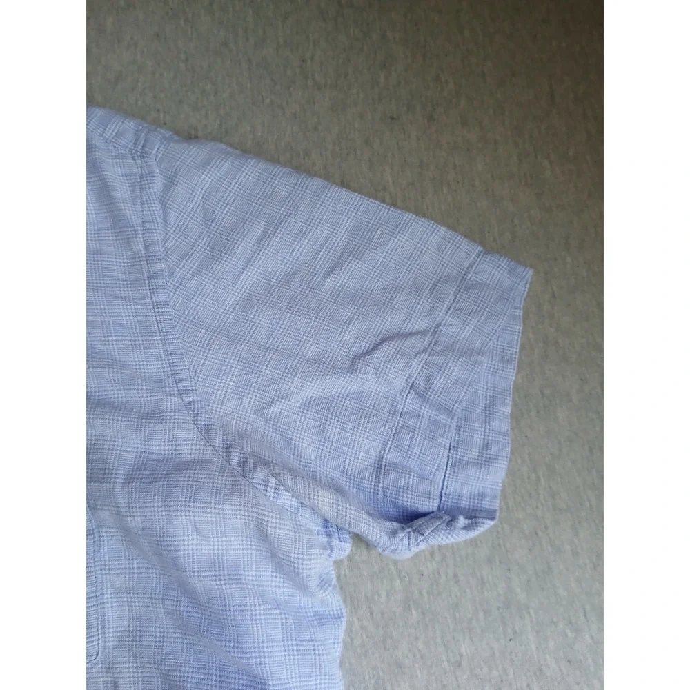 Banana Republic Shirt Mens Large Linen Button Down Preppy Blue Casual Slim Fit